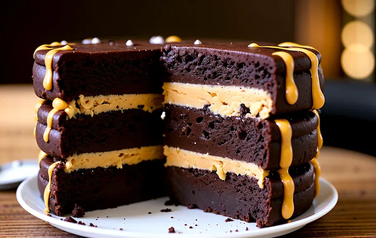 raw photo, a portrait photo of
professional foodporn double peanut butter layered fudge cookie double layered oreo
8k uhd, dslr,...