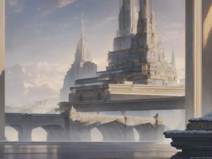 authoritarian, cityscape, scenery, view of a grand city, (masterpiece:1.3), (best quality:1.2), chiaroscuro, ( Unreal Engine, CGI render, Hyperdetailed, scenery, city, vivid colors, deep metallic colors, buildings, train station, mall, central park, reside...