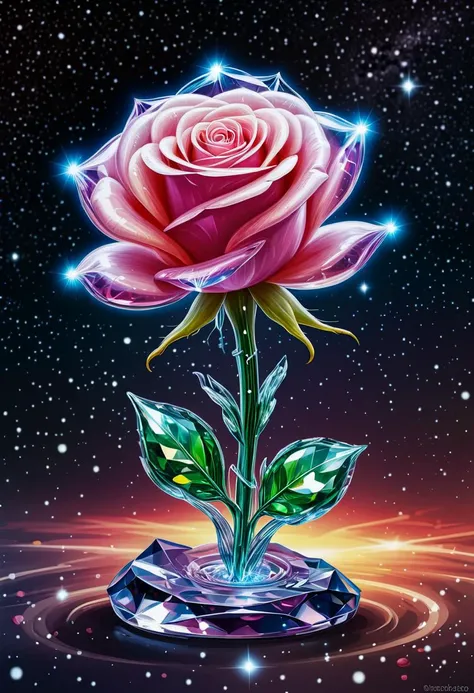 a rose with a crystal in the middle of it