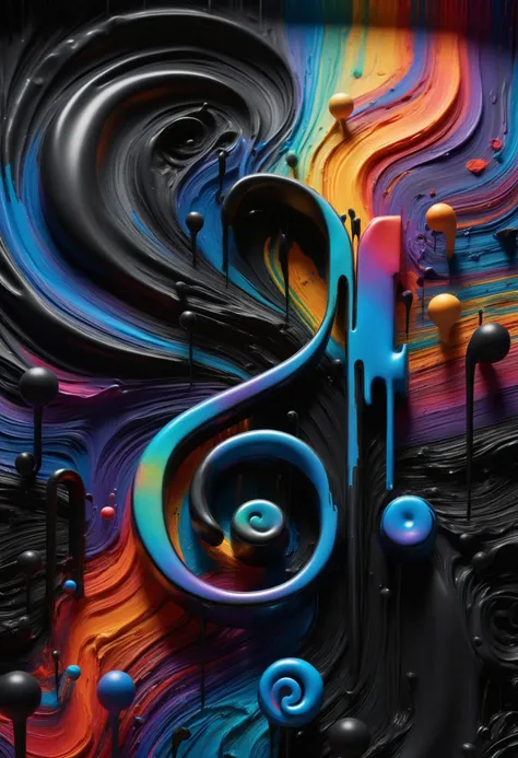 a close up of a colorful painting with a swirl on it