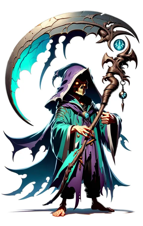 DonMCu73T00nXL male warlock,holding a DonM5cy7h3XL scythe, simple background <lora:DonMCu73T00nXL:0.8> <lora:DonM5cy7h3XL-v1.1-000006:0.7>