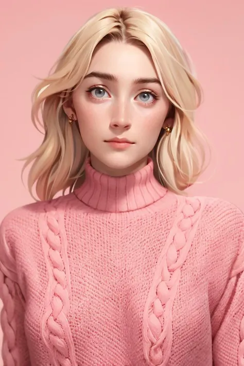 1girl, pink sweater, female focus, photorealistic, soft colors, masterpiece, high quality, (high detailed skin:1.1)
 <lora:saoirse_ronan_lora_v01:1> saoirse94, blonde hair