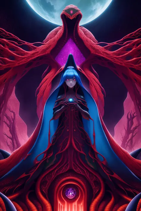 deep color, futuristic, intricate detail, masterpiece, best quality, eldritch horror, alien, deity, color splash