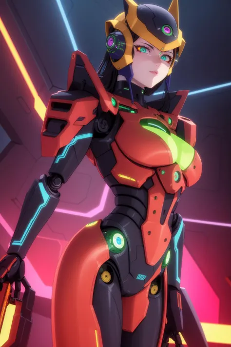 deep color, futuristic, intricate detail, masterpiece, best quality, robot, circuit board background, lasers,