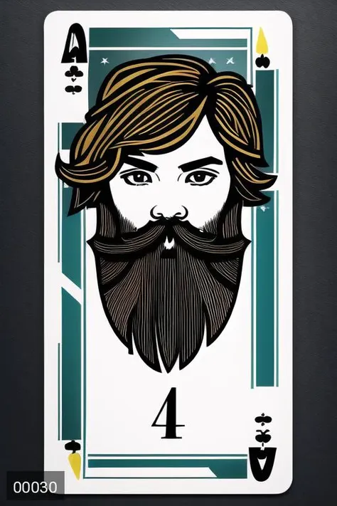 a card with a drawing of a man with a beard