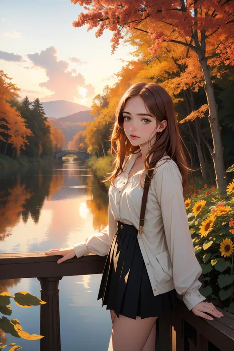 tv_Ella_ap_Flynn_MXAI, fantasy Cinematic still, award winning, knee level shot of a [Scrumptious:Mature:5] Sultans Roman ([Forest|Geranium]:1.3) , it is made by The Hunger Games, it is made from Sunflower, Vulgar lake in background, Mean blossoms and pond,...