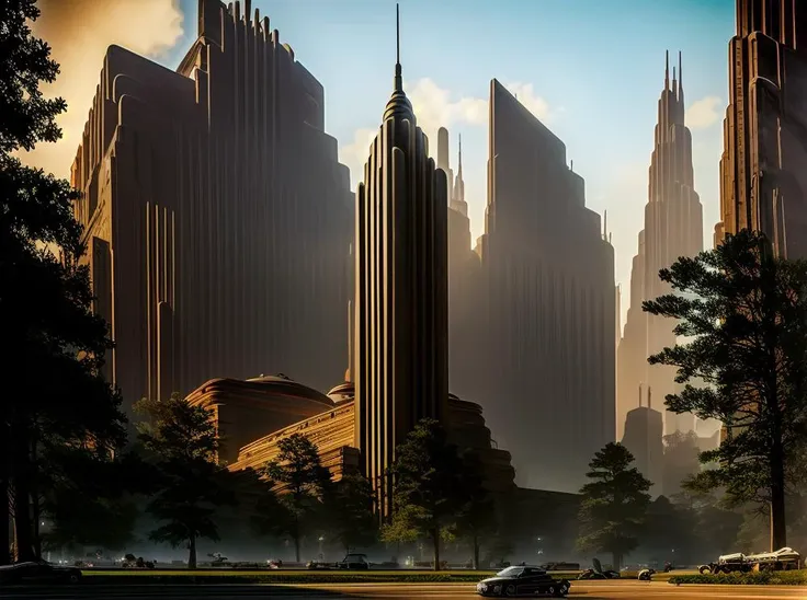 there is a picture of a city with tall buildings and cars