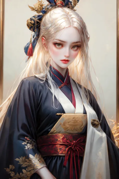 qgufeng,game icon institute,game icon,1girl,solo,long hair,paintbrush,looking at viewer,black eyes,white background,white hair,silk robe,<lora:OIL:0.5>,<lora:classic_oil_painting:0.7>,<lora:add_detail:1>,