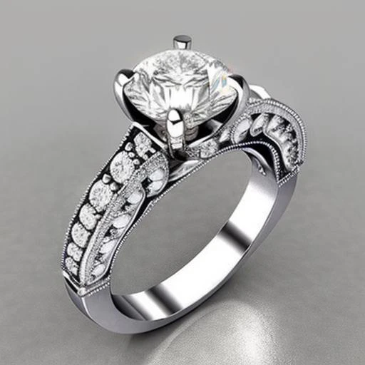 a diamond engagement ring with a floral design and a round center stone