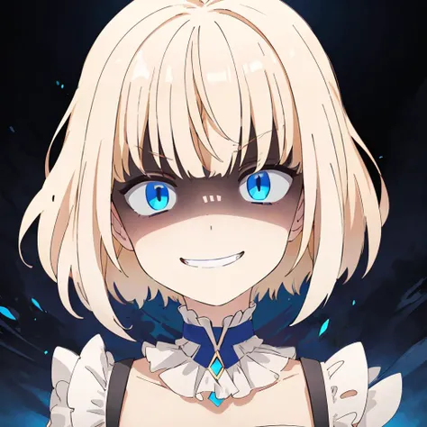 <lora:MiaCrazyV1:0.8>,
mia,1girl,solo,bangs,blue eyes,blonde hair,looking at viewer,smile,short hair,
(shaded face),dark background,evil smile,