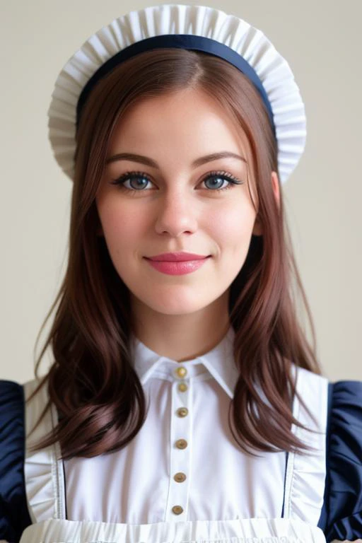 cassidyfreeman, photo of a woman, (epic) , ((maid hat, maid uniform, maid dress, living room, vacuum)), smiling, (lipstick, blush, eye shadow), ((best quality, masterpiece, extreme details, high resolution):1.2),((detailed eyes, beautiful eyes, detailed fa...