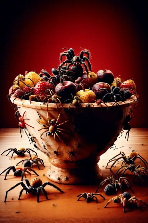 there are many spiders that are sitting in a bowl