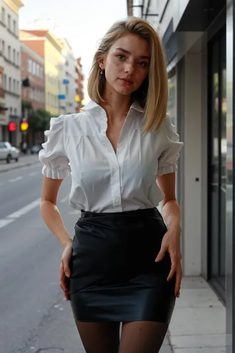 White blouse and black skirt