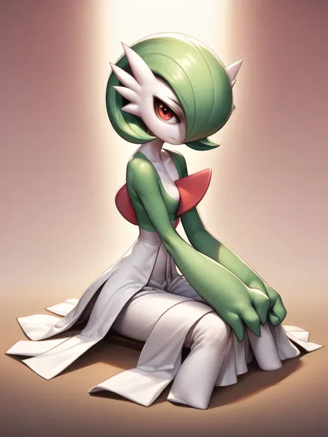 a cartoon picture of a woman with green hair and a white dress