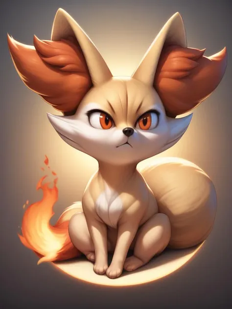 a cartoon fox sitting on a round surface with a fire in the background