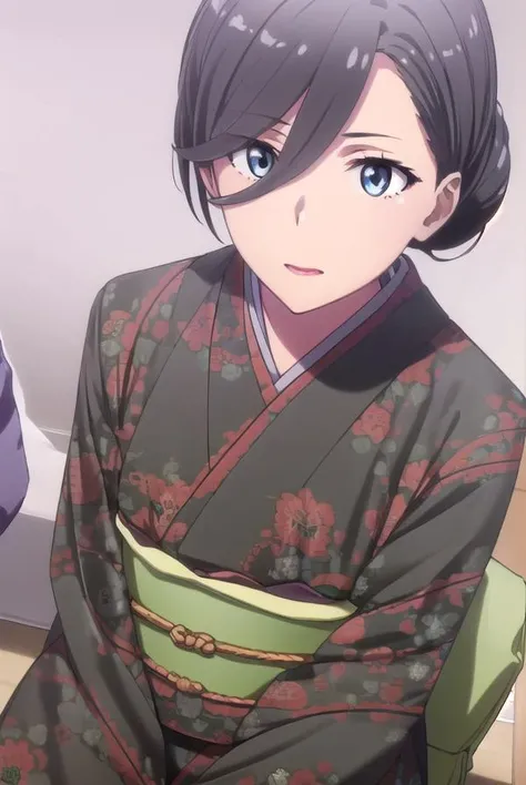 motheryukinoshita, <lora:mother yukinoshita s3-lora-nochekaiser:1>,
mother yukinoshita, short hair, blue eyes, black hair, hair bun, single hair bun, hair up,
BREAK japanese clothes, kimono, sash, makeup, obi, floral print, lipstick, black kimono,
BREAK in...