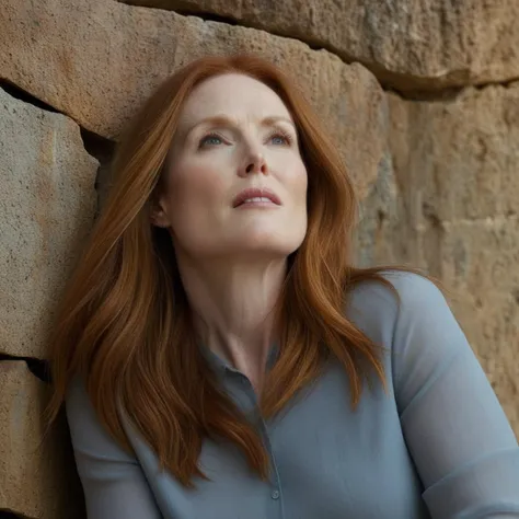 <lora:Kodak Motion Picture Film:1.2>  (Sharp Detailed Image)
An Oscar winning movie for Best Cinematography julianne moore a woman leaning against a rock wall with god light ray hitting her face Kodak Motion Picture Film Style