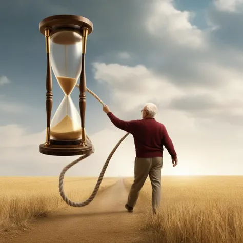 concept art of <lora:Kodak Motion Picture Film:1.2>  (Sharp Detailed Image)
An Oscar winning movie for Best Cinematography an old man in casual sports cloth pulling a giant hourglass with a rope Kodak Motion Picture Film Style, digital artwork, illustrativ...