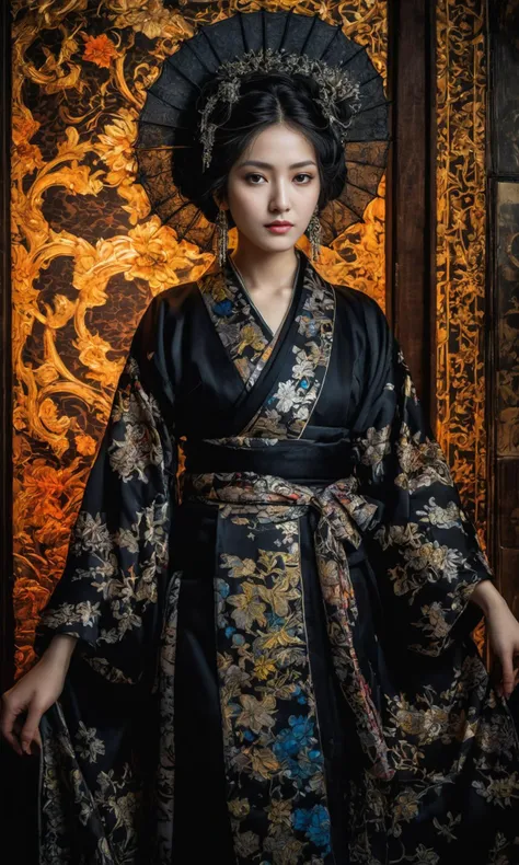 score_9,score_8_up,anime coloring,
gothic style (masterpiece, best quality, hyper detailed, ultra realistic, 32k, RAW photo) Variation fantasy images,perfect composition and chiaroscuro by Rembrandt,concept art by Andreas Rocha,,oiran,kimono,,<lora:oiran_X...