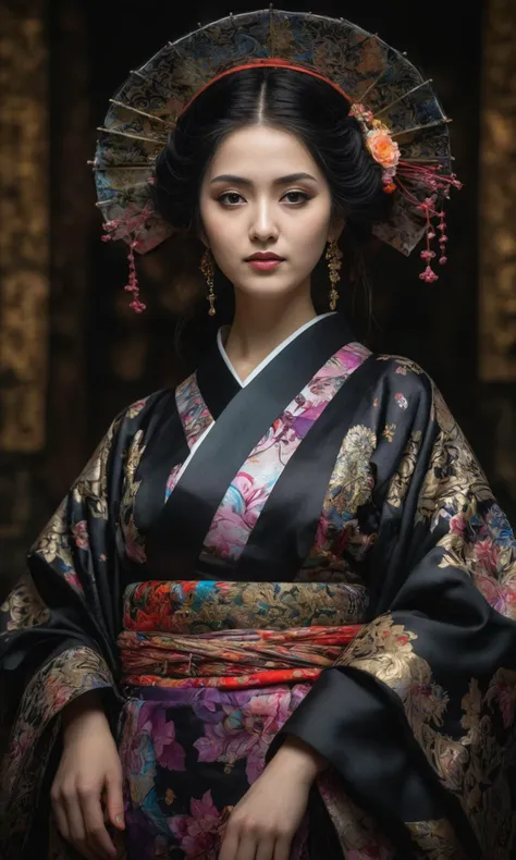 score_9,score_8_up,anime coloring,
gothic style (masterpiece, best quality, hyper detailed, ultra realistic, 32k, RAW photo) Variation fantasy images,perfect composition and chiaroscuro by Rembrandt,concept art by Andreas Rocha,,oiran,kimono,<lora:oiran_XL...