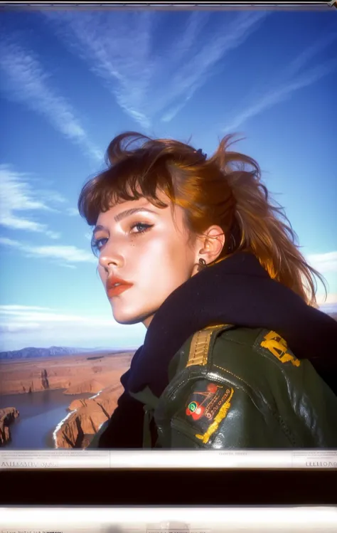 arafed woman in a green jacket looking at the camera