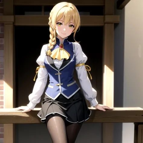 (masterpiece:1.2), best quality, high resolution, extremely detailed CG, official_art,
extremely_detailed_background,
<lyco:guildgirl-lyco-nochekaiser:0.7>,
guild girl, blonde hair:0.8, (yellow eyes:0.8), single braid, smile,
skirt, shirt, long sleeves, wh...