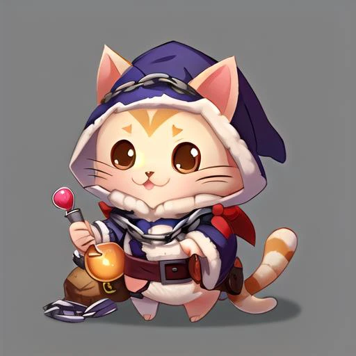 cute girl cat wizard, holding a potion, wearing chain mail, <lora:fun00d-000012:1.00>, 
fun00d, fantasy, calico fur