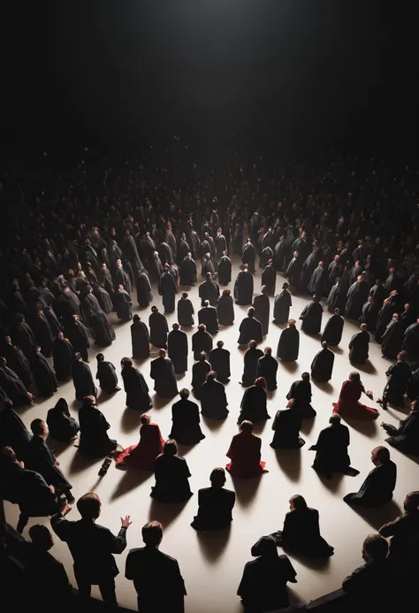 a group of people sitting in a circle on a stage