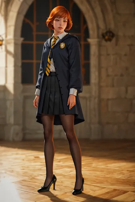 a close up of a woman in a school uniform posing for a picture