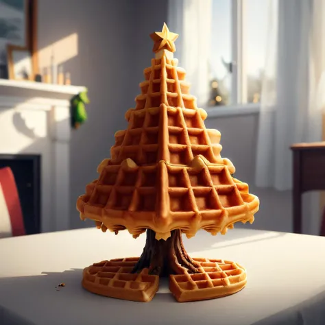 <lora:WaffleStyle:0.8> WaffleStyle christmas tree made out of waffle