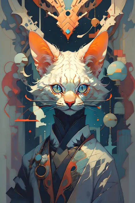 (Masterpiece,  Best Quality),highres,white cat,portrait,japanese_clothes,<lora:Fancy animal portraits v2:1>,feline,dreamwave,aesthetic,<lora:Dreamwave v3:1>,IncrsSlitPupil,blue eyes,slit pupils,<lora:SlitPupils:1>,