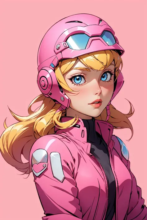 1girl, <lora:Penelope_Pitstop:.8> penelope_pitstop, blond hair, pink helmet