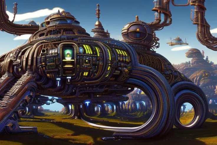 a close up of a futuristic looking vehicle in a field