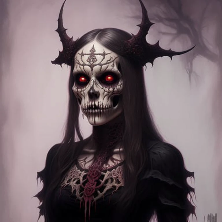 skull demon king concept art portrait by casey weldon, olga kvasha, miho hirano, hyperdetailed intricately detailed gothic art t...