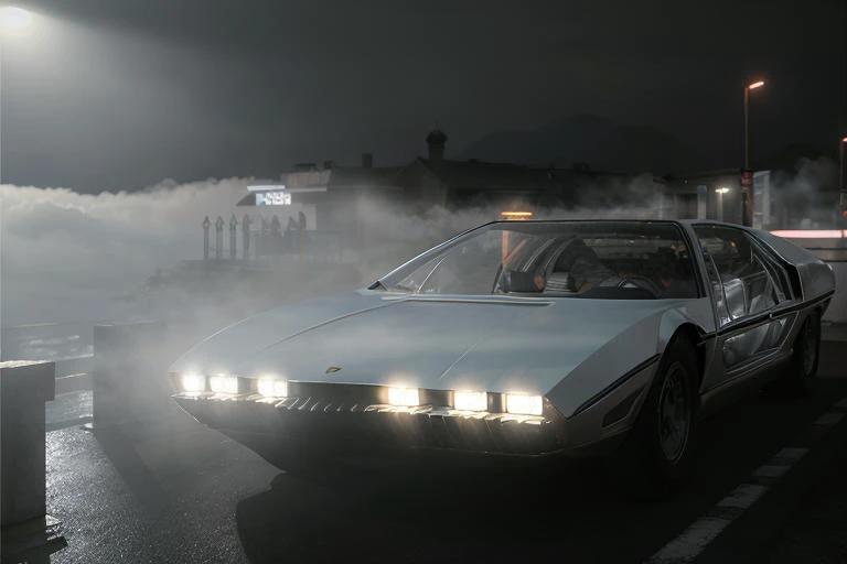 analog gloomy photo of a (Lamborghini Marzal car, <lora:l4mb0m4rz4l:1>), (speeding in Chongqing city at night), (neon:1.1), ((cyberpunk)), ((nighttime)), magical, (surreal), (dreamy), High Detail, Sharp focus, ((photorealism)), realistic, best quality, 8k,...