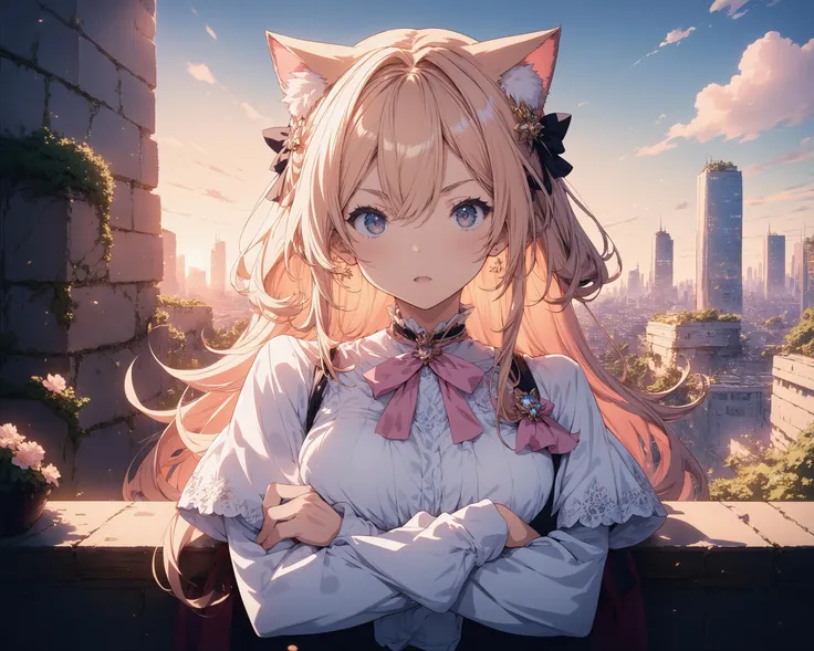 score_9,score_8_up,score_7_up,source_anime,
masterpiece,best_quality,highres,absurdres,
BREAK
1girl,
cat_ears,
crossed_arms,
sunset,
outdoors,
cityscape,