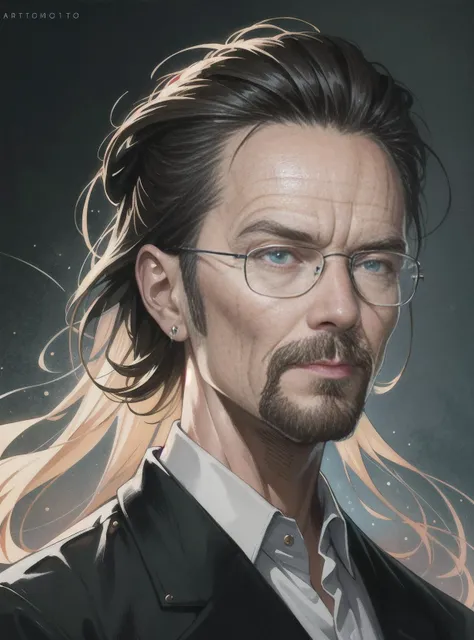 symmetry portrait of walter white, glowing lights intricate, elegant, highly detailed, digital painting, artstation, concept art, smooth, sharp focus, illustration, art by artgerm and greg rutkowski and alphonse mucha