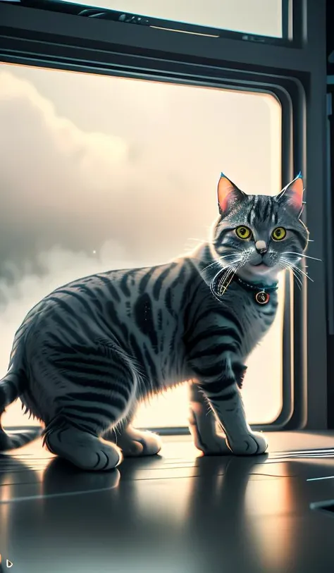 close-up photography of (grey tabby cat:1.2), cooking fish, (c4ttitude:1.3), in glasstech kitchen, hyper realistic, intricate detail, (foggy:1.1), <lora:GlassTech-20:0.8>, pov from below