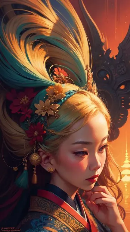 japanese style art by casey weldon and martine johana, rich colors, intricate, elegant, highly detailed, centered, digital painting, artstation, concept art, smooth, sharp focus, illustration