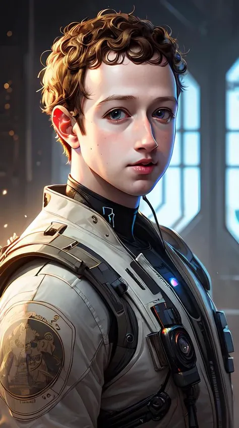 symmetry!! portrait of chubby!! baby!!! mark zuckerberg, sci - fi, tech wear, glowing lights!! intricate, elegant, highly detailed, digital painting, artstation, concept art, smooth, sharp focus, illustration, art by artgerm and greg rutkowski and alphonse...