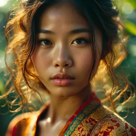 cinematic still A close up shot of an 18 y.o Vietnamese-Cambodian woman ,highly detailed skin with hair . emotional, harmonious, vignette, 4k epic detailed, shot on kodak, 35mm photo, sharp focus, high budget, cinemascope, moody, epic, gorgeous, film grain...