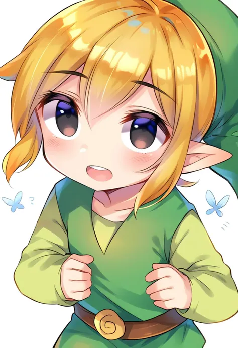 a cartoon image of a young girl with blonde hair and a green hat