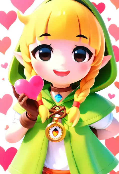 a close up of a doll with a heart in her hand