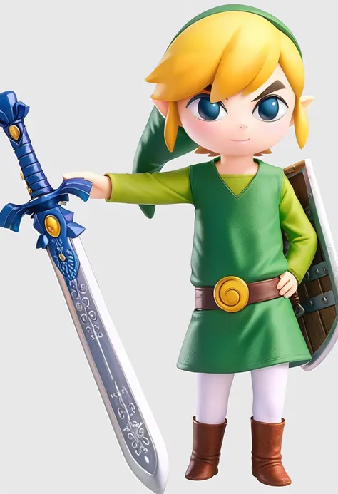 a close up of a figurine of a young boy holding a sword