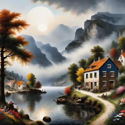 . 
urban Fjord
dusty weather
Jan Brueghel the Elder, Geof Kern, Victor Hammer
pointillism style . composed entirely of small, distinct dots of color, vibrant, highly detailed
 <lora:Ink Style SDXL_LoRA_20r_10e_14i_nr32_a16_Pony Diffusion V6 XL:1> 20_Ink St...