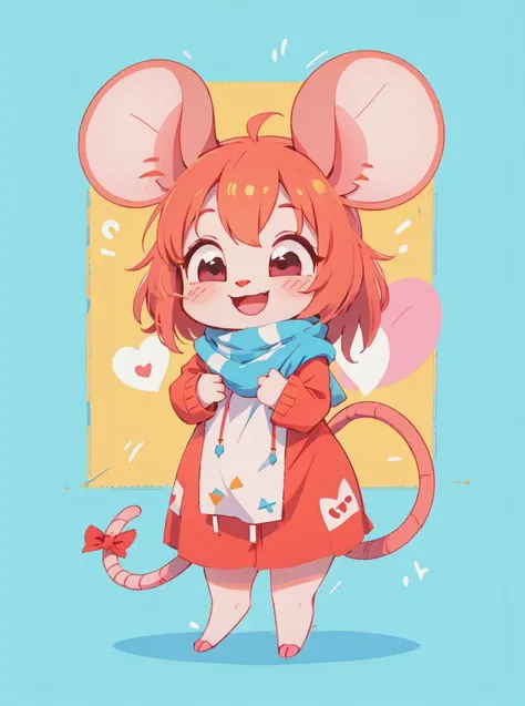 8k, (mouse girl), <lora:mouse_girl-1.0:1>, mouse ears, mouse tail, cute, happy, hug