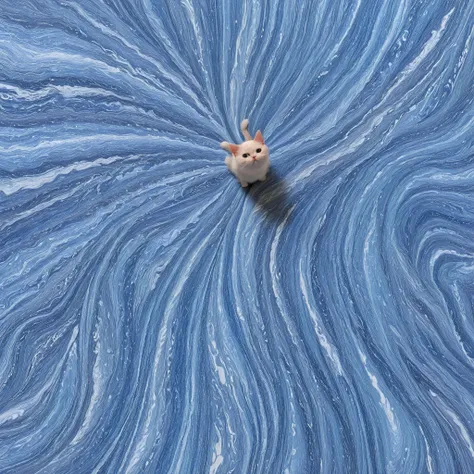 there is a cat that is sitting in a blue swirl