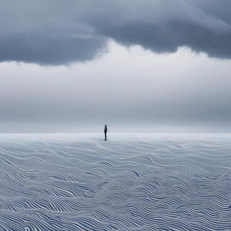 arafed person standing in the middle of a vast ocean