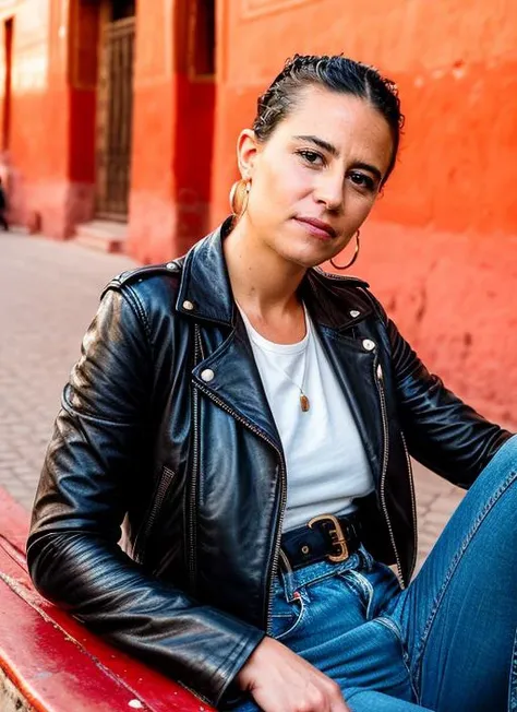 portrait of  sks woman, in Marrakech, at the bustling Djemaa el-Fna square, style by Flora Borsi, perfect haircut, Leather jacket and skinny jeans, by Guy Bourdin, epic character composition, 
<lora:locon_perfecteyes_v1_from_v1_64_32:0.25>, perfecteyes
<lo...