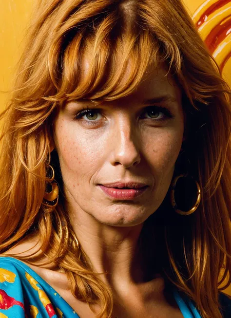 arafed woman with red hair and earrings posing for a picture